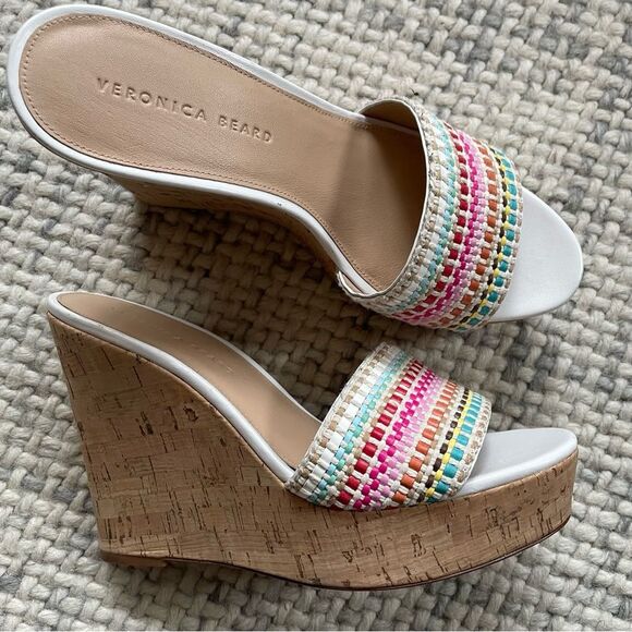 NEW Veronica Beard Dali Raffia Wedge 10 - Picture 1 of 6